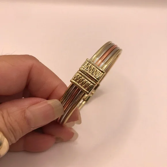 Premier Designs Tri-Colored Hinged Bangle Bracelet - Picture 6 of 6